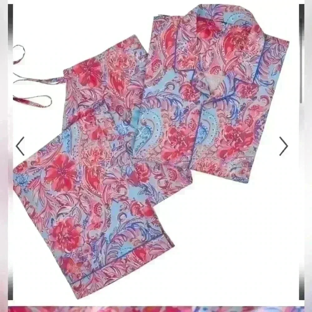 Lilly Pulitzer X POTTERY BARN PJs Isla De Coco Floral TEEN Pajama Set, Medium